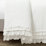 Lush Decor Ella Ruffle Lace 100% Cotton Duvet Cover, 3 Piece Set, Full/Queen, White - Cute Comforter - Queen Bedding Set - White Bedding Full Size - Coquette Decor - Neutral Lace Trim - Ruffle Trim Lush Decor