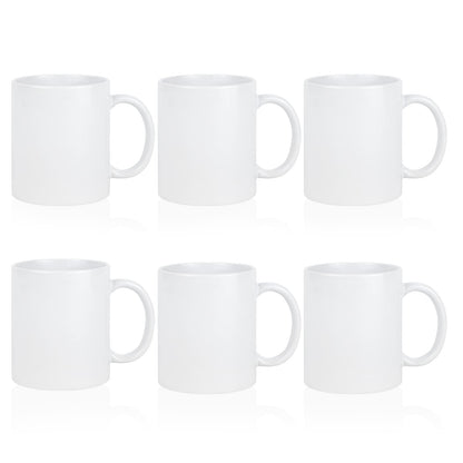 MAIKESUB Sublimation Blank Ceramic Coffee Mugs Set of 6 Pcs White Mugs 11 oz Porcelain Espresso Cups Sublimation Mugs Blank DIY for Coffee Soup Tea Milk Latte Hot Cocoa etc