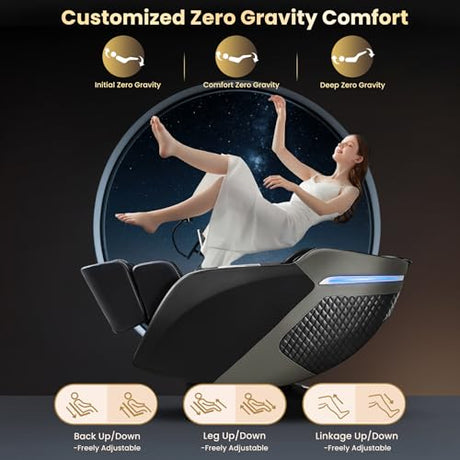 4D Massage Chair Full Body, 55" SL-Track Shiatsu Massage Zero Gravity Recliner Chair W/ Waist & Calves Heat, 18 Modes, 35 Airbags, Body Scan, Calfrest Extension, Foot Rollers, AI & APP Gift for Family Droomeahy