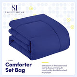 Sweet Home Collection 5 Piece Comforter Set Bag Solid Color All Season Soft Down Alternative Blanket & Luxurious Microfiber Bed Sheets, Royal Blue, Twin Sweet Home Collection