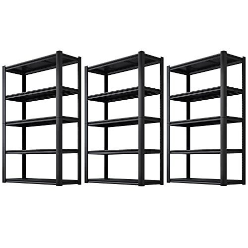 REIBII Garage Storage Shelves Heavy Duty Garage Shelving 72" Adjustable Metal Shelves for Storage 5-Tier Garage Shelves Heavy Duty 2050LBS Basement Kitchen Pantry Shelving Utility Shelves, 3 Pack REIBII