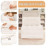HABUTWAY Folding Sofa Bed, Convertible Sleeper Chair Bed w/Dual-Pillow & Handle, Foldable Floor Sofa Lounge w/Back Support for Living Room, Bedroom, Apartment, Office, Single, Beige HABUTWAY