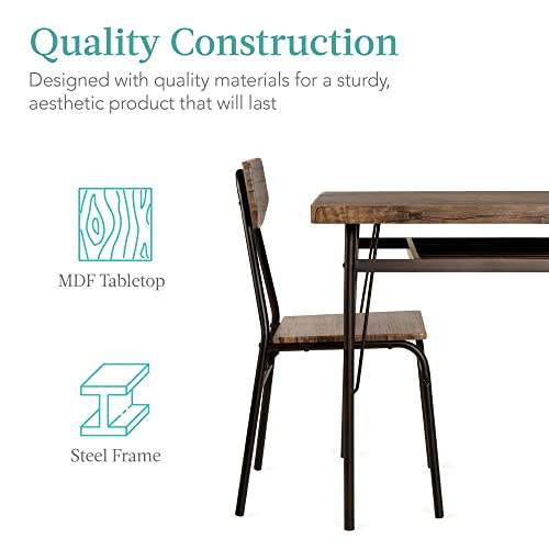Best Choice Products 6-Piece 55in Modern Dining Set for Home, Kitchen, Dining Room w/Storage Racks, Rectangular Table, Bench, 4 Chairs, Steel Frame - Brown Best Choice Products