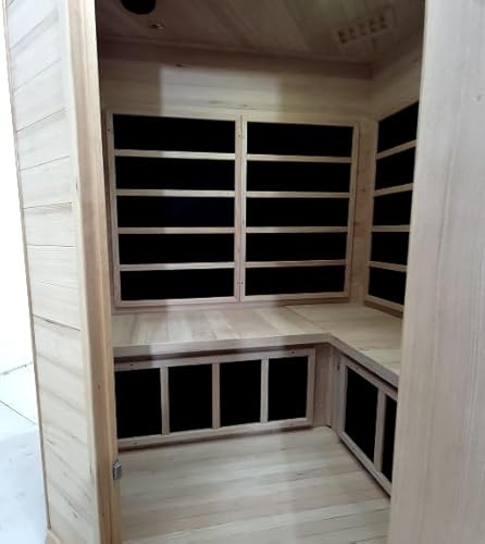 Saferwholesale 3-4 Person Corner FAR Infrared Sauna Canadian Hemlock - Maui Saferwholesale