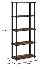 Furinno Turn-S-Tube 5-Tier Multipurpose Shelf Display Rack with Square Tubes, Amber Pine/Black Furinno