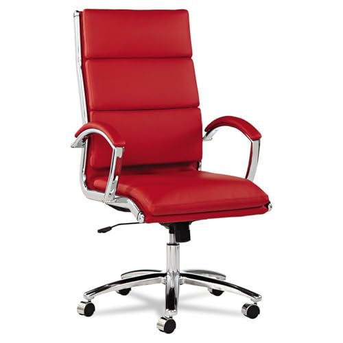 Alera, Red Neratoli Series HighBack Swivel/Tilt Chair, Soft Leather, Chrome Frame, High-Back Alera