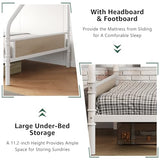 Jocoevol Metal Bunk Bed Twin Over Full, Industrial Bunkbeds Heavy Duty Bed with Safety Guard Rails and Space-Saving Design, Steel Bed for School, Bedroom (White) Jocoevol