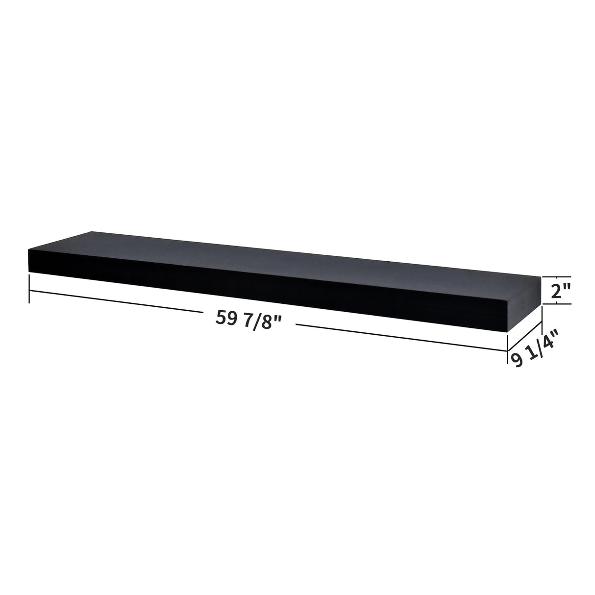 WELLAND 60 inch Black Mission Floating Shelves for Wall, Bathroom Wall Mount Shelves, Wood Modern Display Shelves, Book Shelves,for Bedroom,Living Room and Kitchen WELLAND