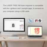 LASER TREE 5W Laser Engraver, 5000mW High Precision Laser Engraving Machine, Eye Protection, 12×12” Work Area, Class 4 Laser Cutter & Etcher for Wood, Metal, Acrylic, Leather DIY Craft LASER TREE