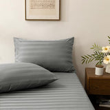NookZuzu 3 Piece Cotton Stripe Fitted Sheet and Pillowcase Set,Including 1 Full Gray Fitted Sheet & 2 Pillowcase Set,Organic Cotton Deep Pocket Fitted Sheet，NO Flat Sheet Included,Soft and Cooling NookZuzu