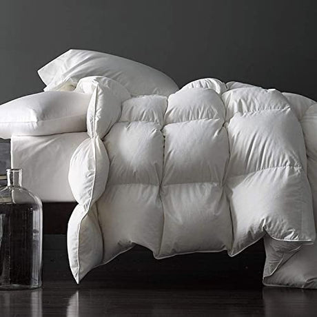 Royoliving Premium Feathers Down Duvet Insert Comforter Twin Size All Season Medium Warmth White 100% Cotton Cover with Corner Tabs (68x90, 35 oz) Royoliving