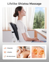 Boriwat Back Massager with Heat, 3D Kneading Massage Pillow for Back, Neck, Shoulder, Leg Pain Relief Deep Tissue, Gifts for Women Men Mom Dad Boriwat