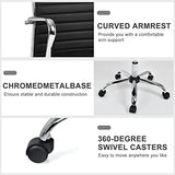 Giantex Ribbed Office Chair, Ergonomic Modern Leather Desk Chair with Adjustable Height & Arms, Swivel Mid Back Executive Conference Room Chairs for Meeting Room (4, Black) Giantex