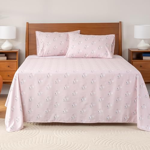 Berkshire Blanket Peanuts® Kids Sheet Set King Size - 4 Pieces,Cute Character Snoopy Printed Soft Microfiber Bed Sheets,Peanuts Make A Wish Spring Pink Berkshire Blanket