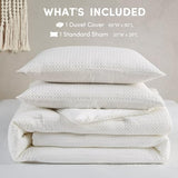 Comfort Spaces White Twin Duvet Cover Set - 2 Pieces Breathable Dotted Weave Texture Duvet Sets, Modern Farmhouse Boho Duvet Cover & Sham, All Season Twin Bed Set, Twin/Twin XL White Comfort Spaces