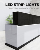Gguileb Modern Reception Desk, Solid Wood Reception Desk with Counter, Check Out Stand, Retail Checkout Counter for Office, Store, Beauty Salon (Grey+Texture, 78.7in) Gguileb