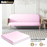 MoNiBloom Queen Size Futon Cover, Armless Stretch Futon Slipcover Armless Sofa Cover Furniture Protector, Durable & Washable Zippered Futon Couch Cover for Adults Kids and Pets, LightPink MoNiBloom
