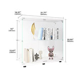 Modern Glass Curio Cabinet with Glass Doors - Stylish Display Case for Collectibles - Standing Cabinet with Glass Case for Elegant Showcase (2 Shelves with 2 Door, White) ZVAIGE