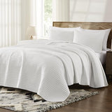 WRENSONGE White King Size Quilt Bedding Sets-3 Pieces Lightweight Bedspreads Summer Coverlet for All Season, Soft King Quilt Bedding Set with 2 Pillow Shams Suitable for Bed, Couch, Quilt Blanket WRENSONGE