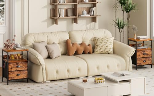 Furologee Rustic Brown Nightstands Set with 2 Fabric Drawers and Hooks Furologee