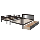 Harper & Bright Designs Twin Over Full Bunk Bed with Stairs and Drawers, Solid Wood Stairway Bunk Bed with Storage for Kids Teens Adults, Bedroom, Dorm (Espresso) Harper & Bright Designs