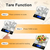 Food Scale, 33lb Digital Kitchen Scale, Stainless Steel Waterproof, 1g/0.05oz Precise Graduation, Grams and Ounces, Dual Power (Battery & USB Charging), for Cooking Baking Weight Loss