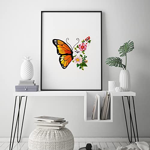 Louise Maelys Butterfly Flower Embroidery Kits Stamped Cross Stitch Kit for Adults Beginners Needle