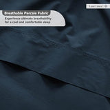LANE LINEN 100% Cotton Twin Sheet Set – Pre-Washed Cooling Sheets in Soft Percale Weave for Restful Sleep, Fade Resistant Everyday Comfort, Fully Elasticized 15” Deep Pocket, No Pill – Estate Blue LANE LINEN