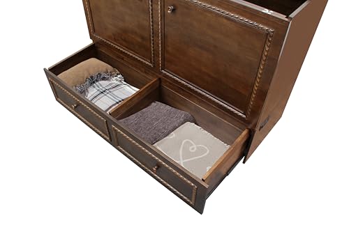 Mega Solutions Venetian Murphy Cabinet Bed with Deepest Storage Drawer On The Market and USB Charging Station (Queen, Dark Walnut) Mega Solutions