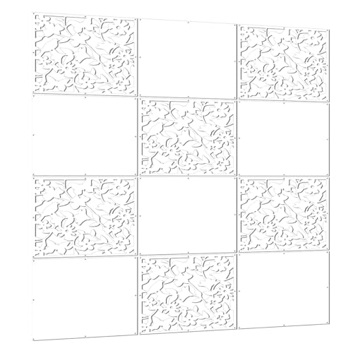 Lchen Hanging Room Divider Panel, 12 Pieces White Screen Panels Solid Board Cut Room Partition Home Decoration(Mixed,15.7"x15.7"x0.03") Lchen