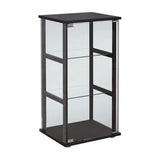BOWERY HILL Contemporary 3 Shelf Glass Curio Display Cabinet,Wood Ladder Frame, in Black BOWERY HILL