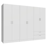 Madesa 6 Doors 2 Drawers Wardrobe Set Armoire Closet Bedroom Storage Cabinet with Shelves and Hanging Space 94" L Wooden Clothing Organizer Unit (White) Madesa