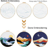 GLTAYLMY 3 Set Landscape Embroidery Kits for Beginners with Mountain Sun Moon Pattern,Adults Starter Cross Stitch Kit DIY Needlepoint Kits