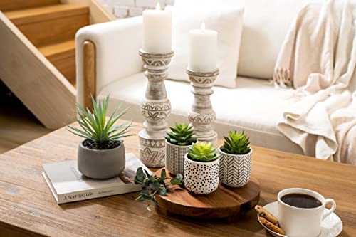 Kurrajong Farmhouse Candle Holders - Boho Set of 2 Tall Candle Stands | Decorative Wood Candle Holders | 10" and 12" high | White Washed Candle Holders for Pillar Candles Kurrajong Farmhouse