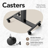 HUANUO Small Rolling Laptop Standing Desk, Height Adjustable Mobile T-Base Desk with Lockable Casters, Portable Sit-Stand Workstation for Bedside & Sofa, Walnut HUANUO