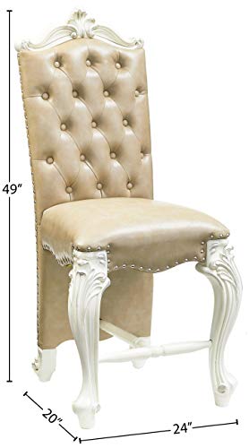 ACME Versailles Counter Height Chair (Set-2) - 61152 - Vintage Gray PU & Bone White ACME Furniture