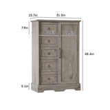 Vabches Farmhouse Dresser Storage Cabinet Chest of Drawer for Bedroom, 5 Drawer Dresser with Sliding Barn Door, 48" Tall Wood Rustic Dresser for Bedroom, Living Room, Entryway, Hallway, Washed Grey Vabches