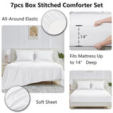 CozyLux Full Size Comforter Sets White - 7 Pieces Bed in a Bag Full, Oeko-Tex Certified Bed Set, All Season Soft Bedding Set with Down Alternative Comforter, Sheets, Pillowcases & Pillow Shams CozyLux