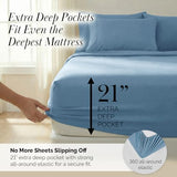 Southshore Fine Living, Inc. 6 Piece, 21 Inch Extra Deep Pocket King Sheet Set, Pet Hair Resistant Bedding w/ 4 Pillow Cases, Blue King Sheets Deep Pocket Set, Easy Care, Coronet Blue Sheets Southshore Fine Living, Inc.
