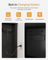 FILKO 40-50 Gallon Fish Tank Stand: Sturdy Aquarium Stand with Storage for 40-50 Gallon Fish Tank - Metal Terrarium Table Cabinet with Power Outlet for Reptile Turtle (55-75 gallon) FILKO