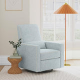 DaVinci Piper 360° Swivel Rocker Recliner Chair, Rocking Chair for Nursery & Living Room, GREENGUARD Gold, FSC & Certi-PUR US Certified, Comfy Nursery Glider Recliner - Heathered Blue w/Cream Piping DaVinci