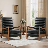CANMOV Push Back Recliner Chair Set of 2, Faux Leather Pushback Reclining Chair with Padded Seat, Wingback Recliner Single Sofa Recliner for Living Room Apartment, Brown