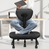 Primy Criss Cross Office Chair - ADHD Cross Legged Chair with Wheels - Adjustable Height Ergonomic Kneeling Desk Chairs for Meditation Yoga Home Office with Backrest, 360°Rotating Footrest - Black Primy