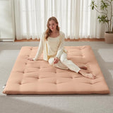 Mollydot Japanese Floor Futon Mattress Queen Size 60"x 80", Foldable Bed Mattress, Portable Tatami Mat Sleeping Pad, Folding Futon Cushion, Roll Up Floor Lounger for Guest Room Dormitory (Khaki) Mollydot