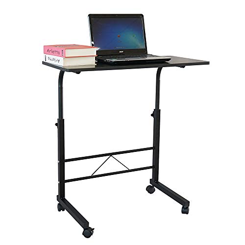 Karl home Side Table Mobile Standing Desk Adjustable Height Portable Laptop Table, TV Tray Computer Workstation Sofa Bed Teble for Home Office, Desktop 23.62" L x 15.75" W, Black Karl home