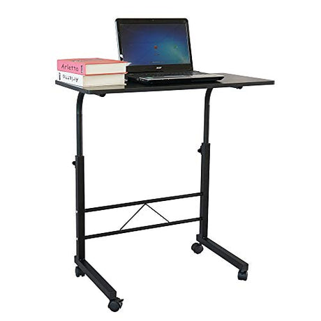 Karl home Side Table Mobile Standing Desk Adjustable Height Portable Laptop Table, TV Tray Computer Workstation Sofa Bed Teble for Home Office, Desktop 23.62" L x 15.75" W, Black Karl home