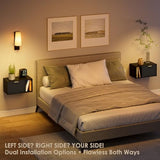 Masupu Floating Nightstand, Wall Mounted Floating Bedside Table with Storage Drawer and Open Shelf, Modern Bedroom Nightstand, 19.3" x 11.4" x 10", Black Masupu