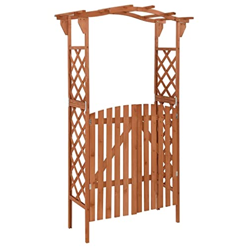 vidaXL Solid Firwood Pergola with Gate Home Lawn Backyard Outdoor Garden Patio Terrace Balcony Wooden Entryway Flower Planter Arbor Arch - WoodArtSupply