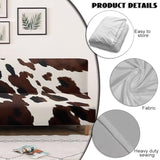 GLENLCWE Cow Print Futon Cover Brown Stretch Armless Sofa Cover with Elastic Bottom Fitted Sofa Bed Slipcovers for Living Room Anti Slip RV Couch Protector Couch Slipcover GLENLCWE