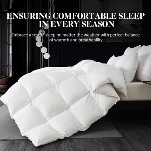 WhatsBedding Feather Down Fiber Comforter King Size,Duvet Insert King Filled with Feather and Down Fiber, All Season White Luxury Bed Comforter,Ultra Soft 100% Cotton 106"x90" WhatsBedding